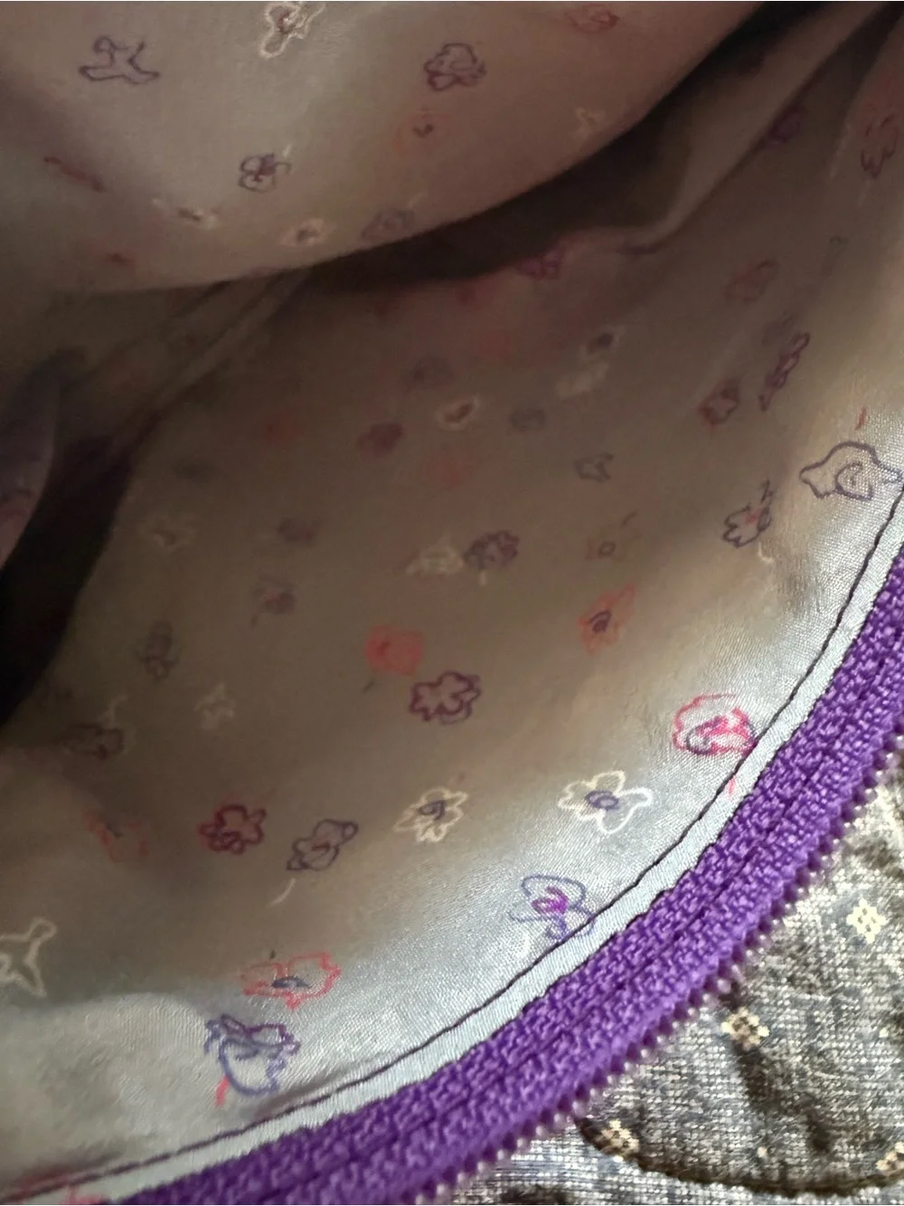 Vintage Purple Faux Suede Zipper Clutch Cosmetic Travel Pouch Bag